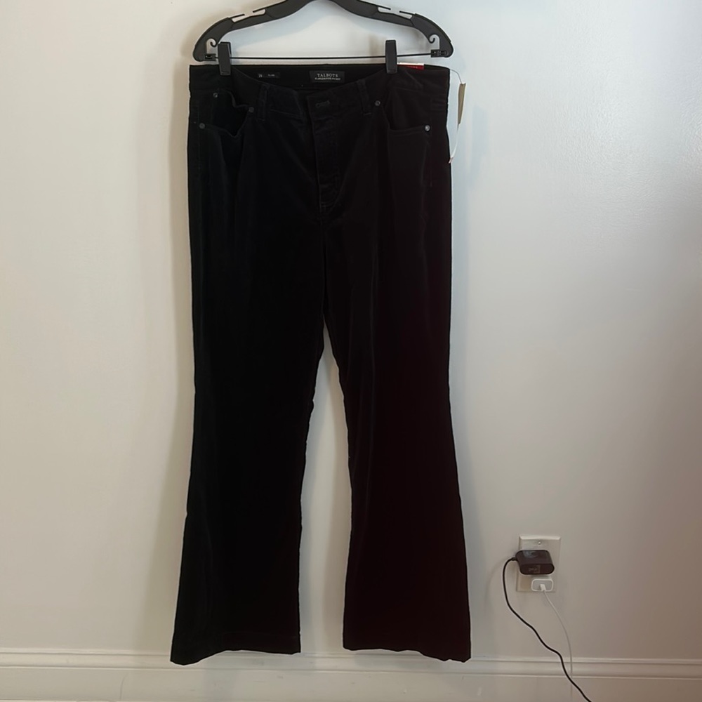 Talbots Flawless Five Pocket Black Corduroy Flare Pants